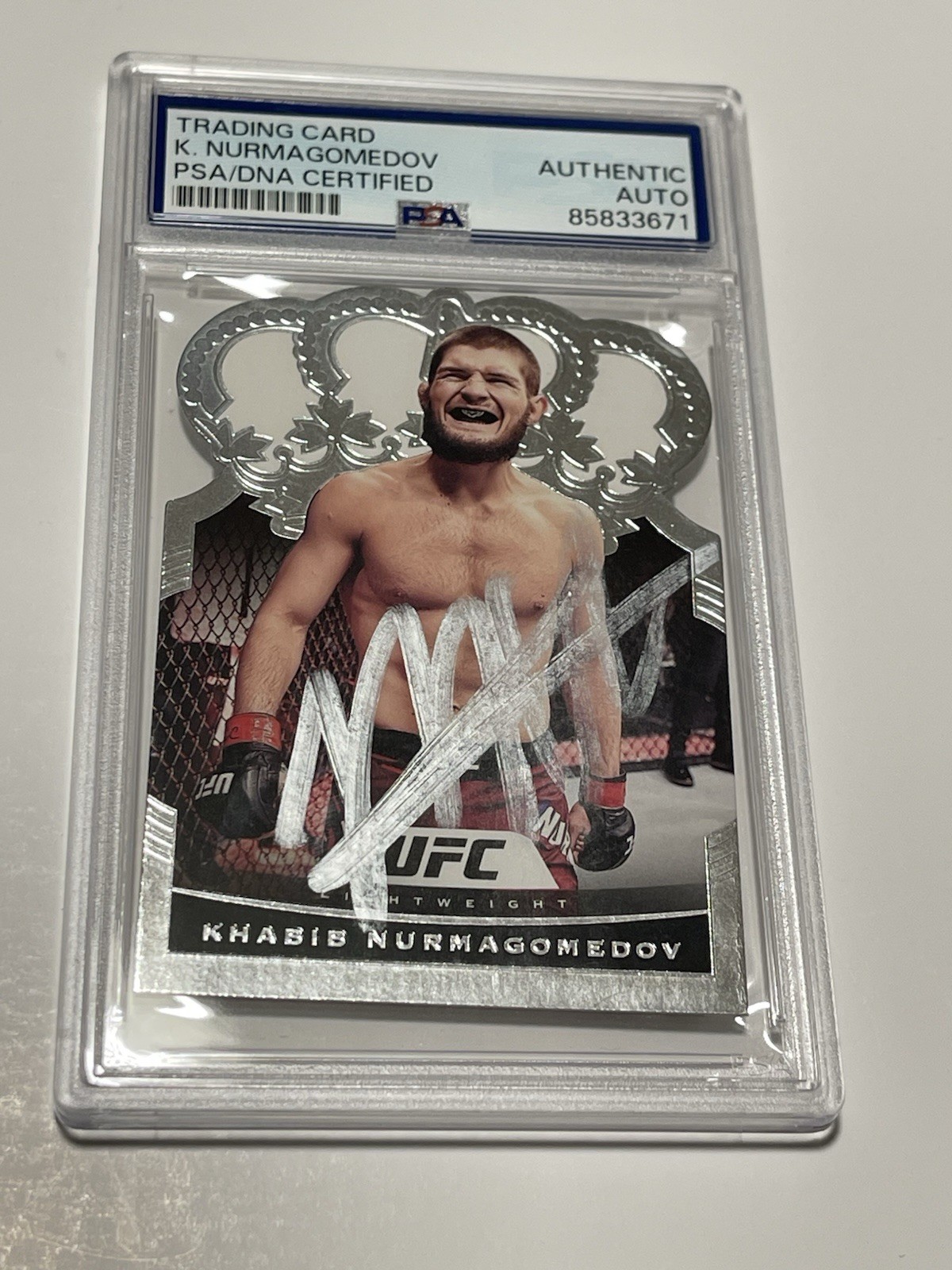 Khabib Nurmagomedov Signed Card Slabbed PSA DNA Auto IP UFC Crown Royale Eagle a