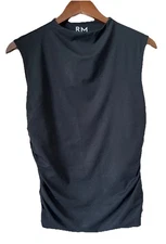 Rebecca Minkoff Women's Black Sleeveless Top Fitted, Ruched, Size S