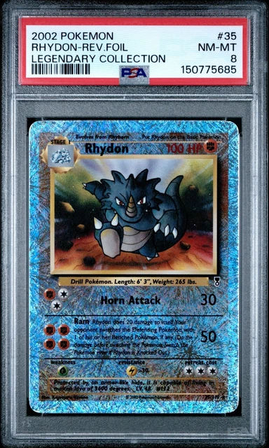 Pokemon TCG Rhydon Legendary Collection Reverse Holo 35/110 English 2002 PSA 8