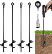 18'' Ground Anchors Heavy Duty for High Winds - Earth Stakes Screw-In Shed Kit f
