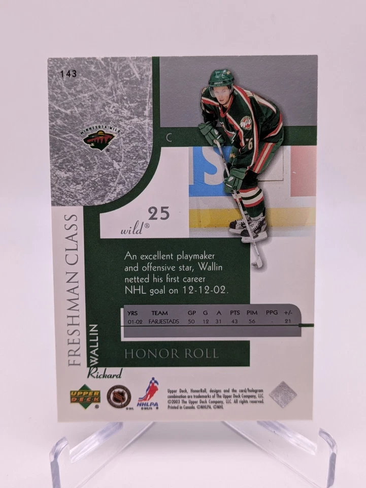 💥 RARE 2002-03 Upper Deck Honor Roll SP #/1499 Rickard Wallin #143 Rookie; Wild - Image 2 of 2