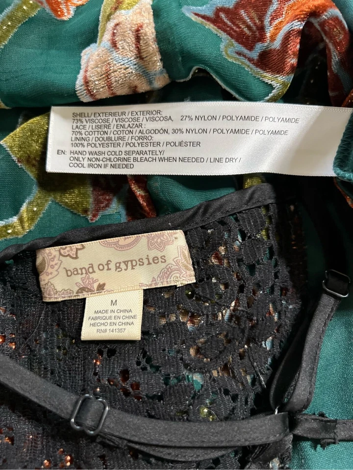 Band of Gypsies Strappy Beaded Floral Dress Size Medium  - Image 4 of 4