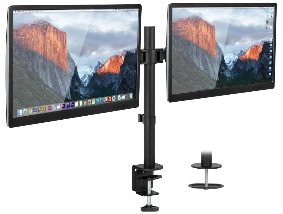 Dual Monitor Stand Adjustable Desk Mount Screen for Led LCD 13-27 inches - Image 3 of 4