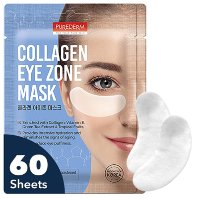 60 Pcs Under Eye Patches Dark Circles Puffiness Rich Collagen Eye Gel 30 Pairs