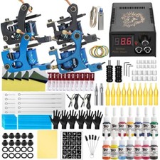 Complete Tattoo Kit Coil Tattoo Machine Tattoo Power Supply Needles Professional