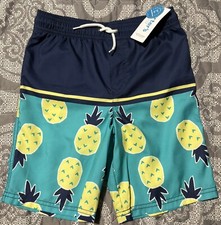 New Carter s Boys Swim Shorts Pineapple Print Blue Teal Size 7