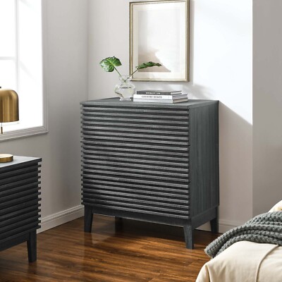 Modway Render Mid-Century Modern 3-Drawer Bachelor's Chest in Charcoal