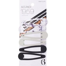 Scunci 1959 Hair Snap Clips, Assorted Colors, 6-Pieces