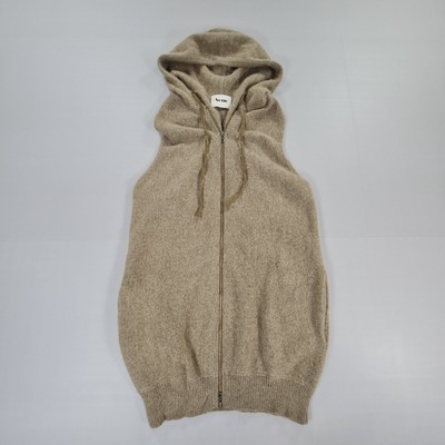 Acne Studios Damen Cardigna grün XS Angora durchgehender Reißverschluss Kapuze lang Regina AW10