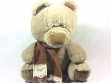Vintage 1985 Dakin Light Brown Bear Plush Korea Scarf 118 Sitting 11"