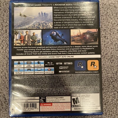 Ps4 GTA 5 Grand Theft Auto V Complete Tested with Manual
