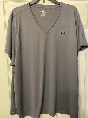 Under Armour HeatGear Tech Short Sleeve V-Neck Shirt Women's 3XL Gray Solid