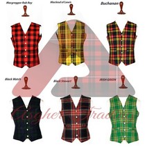 Scottish Tartan Kilt Vest 5 Buttons Formal Kilt WAISTCOAT Highland Wedding Vest