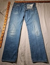 Levis 501 Jeans Mens 36x36 Blue Button Fly Denim Casual Western Distressed Pants
