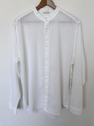 JAG Men’s Seersucker Nehru Collar Long Sleeve Shirt Size L BNWT - Picture 5 of 10