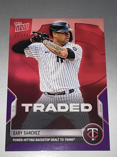 2022 TOPPS NOW #ST-1 Gary Sanchez Yankees Traded To Twins 22/25 Purple - 第 1/2 張圖片