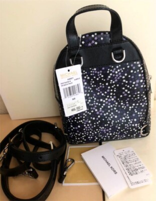 Michael Kors Black and White Star Backpack Michael Kors Rhea Zip Medium Black and White Leather  main image 3