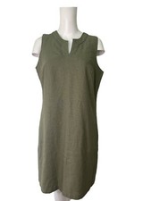PEACOCKS Dress Size Medium 12 LINEN Khaki Green NEW Womens Pencil EU40 RRP £20