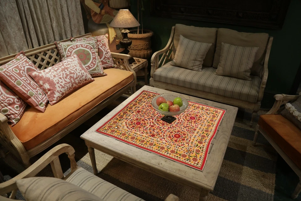 Wall Mandala Flower Embroidered, Indian Hanging Tapestry Cotton For Home Decor. - Image 2 of 4