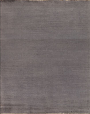 Premium Quality Gabbeh Solid Design Wool Area Rug- Timeless Style'' Grey 8x10 ft