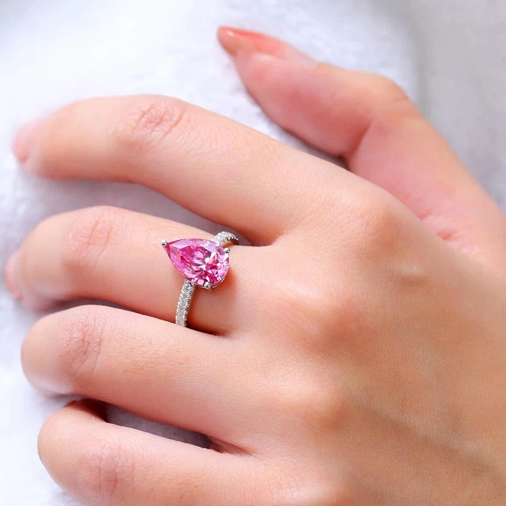 4.50 Ctw Created Pink Sapphire 14K White Gold Plated Solitaire Engagement Ring