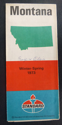 1973 Winter Spring Montana road map Standard oil Gas