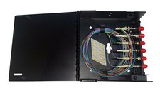 6 Fiber Wall Mount w/ 6 ST Adapters, 62.5/125 OM1 Multimode Pigtails  12f Chip