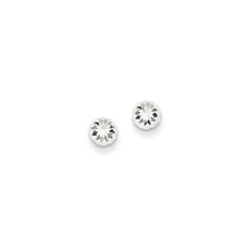 14k White Gold Polished  Diamond-Cut Half Ball Post Earrings