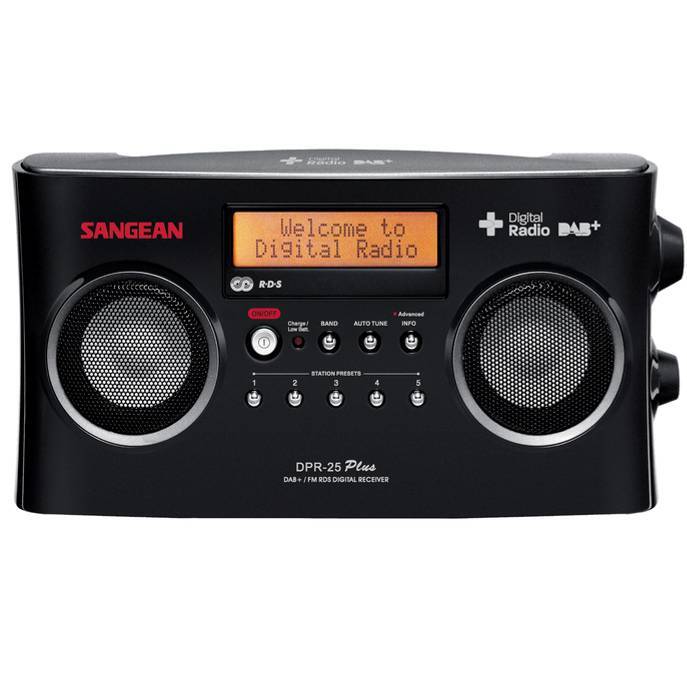 Sangean DPR-25+ DAB+ und UKW Stereo Radio mit RDS, 2 Farben Farbe: Schwarz