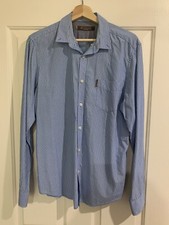 Ben Sherman Blue Stripe Cotton Long Sleeve Button Up Shirt - Size Large