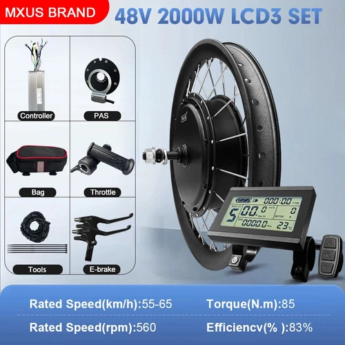 Ebike Conversion Kit 72V 1000W 3000W MTB 3.0 Tyre Brushless Front Rear Hub Motor - Picture 36 of 37