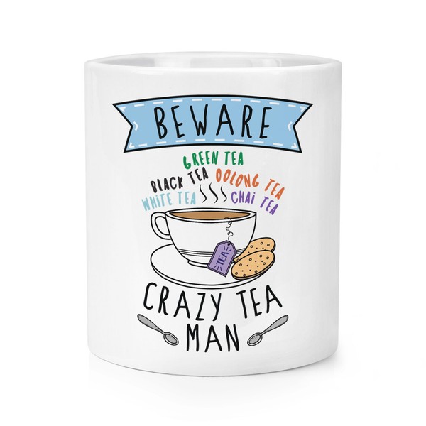 Beware VerrüCkte Tee Mann Makeup Pinsel Bleistift Topf Vatertag Freund Englisch-image