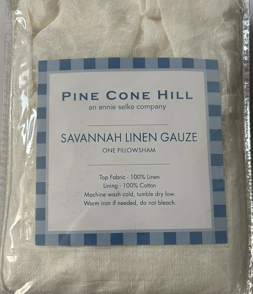 Colcha 2 piezas Pine Cone Hill DOBLE y Euro Sham Savannah Lino Gasa Marfil Nueva Foto 4 de 4