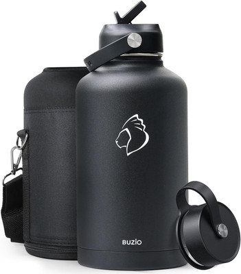 Edelstahl Trinkflasche 2L, BUZIO Vakuumisoliert 1893 ml, schwarz