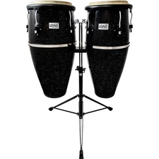 Toca Players Series Fiberglass Congas w/Double Conga Stand 10/11 in. Blk Sparkle