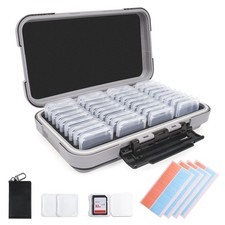 Micscrew 36-Slot SD Card Case with Clear Cases, Light Gray