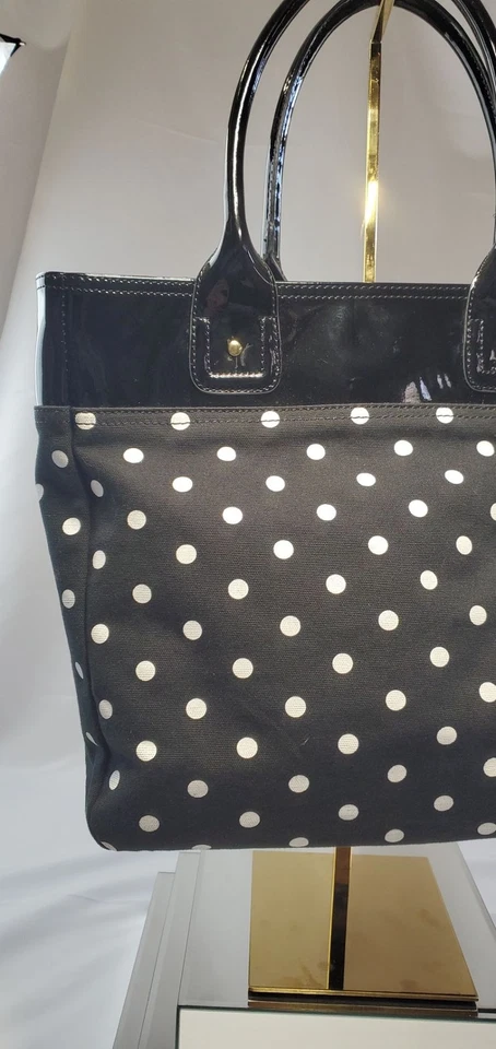 Tommy Hilfiger Polka Dots Tote Shoulder Bag Black Magnetic Snap Closure - Image 4 of 4