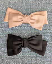 Lot of 2 Free People Silky Oversized Bow Barrette Hair Clip Paris Black Peach