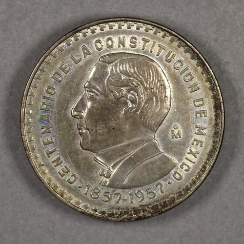 Photo of a 1957 Mexico Un Peso Silver from an eBay listing that sold on Jul 19, 2026