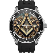 Masonic Freemason Square And Compass 6 Silicone Strap Wrist Watch