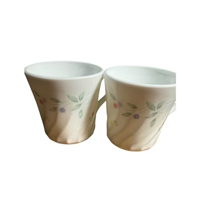 Corning USA English Breakfast Floral Swirl White Vitrelle Coffee Mugs Set of 2 - image 1 of 4