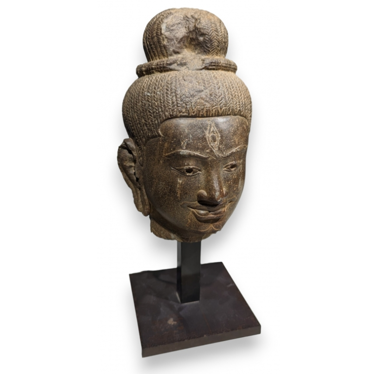 インドシバ神の石像 Antique 19th Century Asian Stone Head of Shiva Hindu Sculpture | eBay