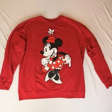 Disney Minnie Mouse Red Sweatshirt Women s XL Holiday Winter Crewneck Pullover