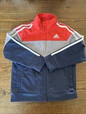Adidas Boys Red Silver Navy Zip Up Hoodie 3T