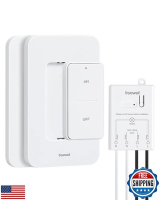 TREEWELL 3 Way Wireless Light Switch and Receiver Kit, 200FT RF Range Remote 