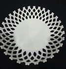 Antique Westmoreland Open Lattice Milk Glass Pedestal Fruit Bowl 10.5"X6.75"