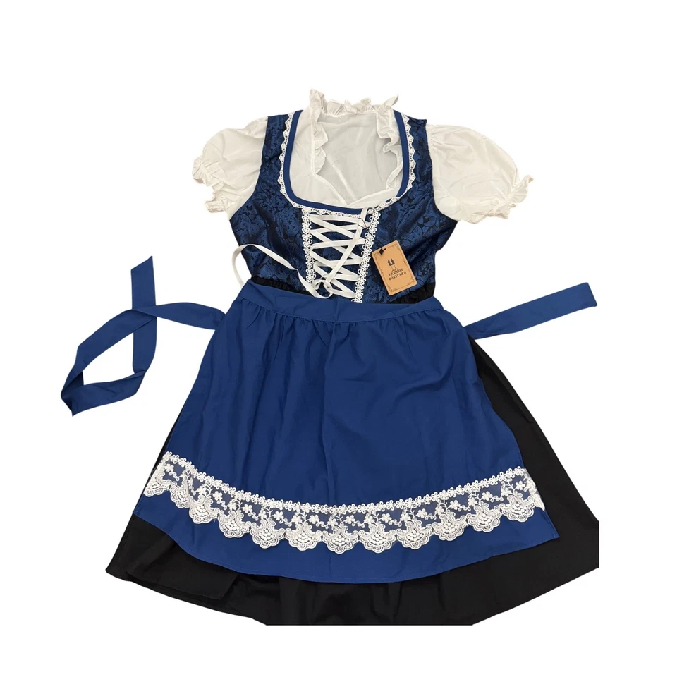 Women's Blue Dirndl Oktoberfest Costume Dress German Beer Maid Outfit NWT medium - Image 2 of 4