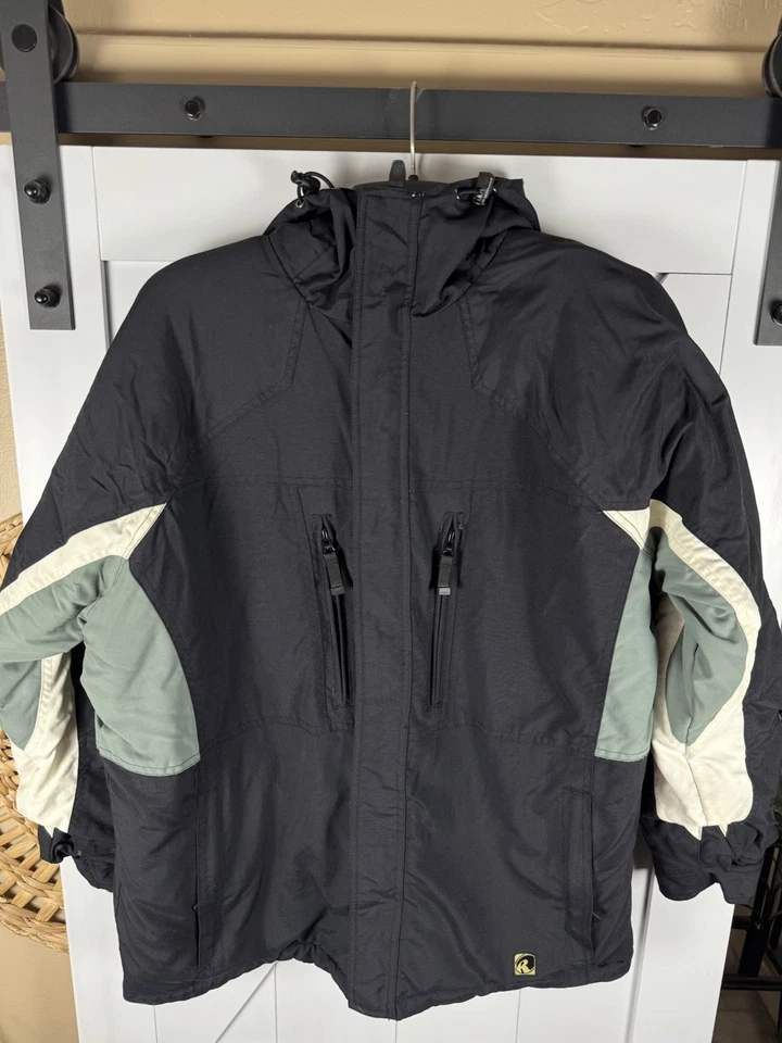 Ripzone Men’s L/XL Snowboard Ski Jacket Black Green Hooded DWR Core Lined  - Image 2 of 4