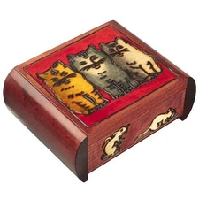 Three Cats Secret Wooden Puzzle Box