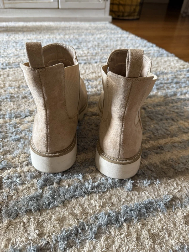 Botines Chelsea chinos de gamuza para lavandería suela gruesa jersey talla 8,5 crema Foto 4 de 4